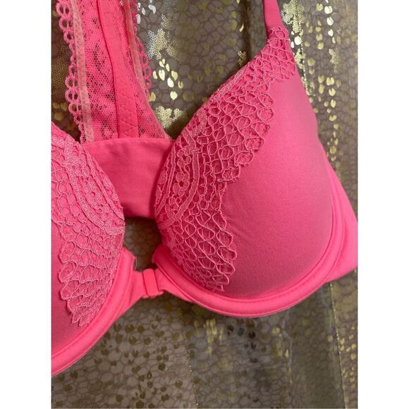 Body by Victoria Bright Pink Racerback Demi Bra, 32C - Picture 3 of 6